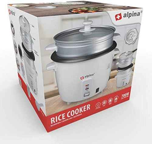 Alpina Rice cooker - 1.8 Liter - 700 Watt - With cooking and heat control light - White, BSJ18-ZPDA