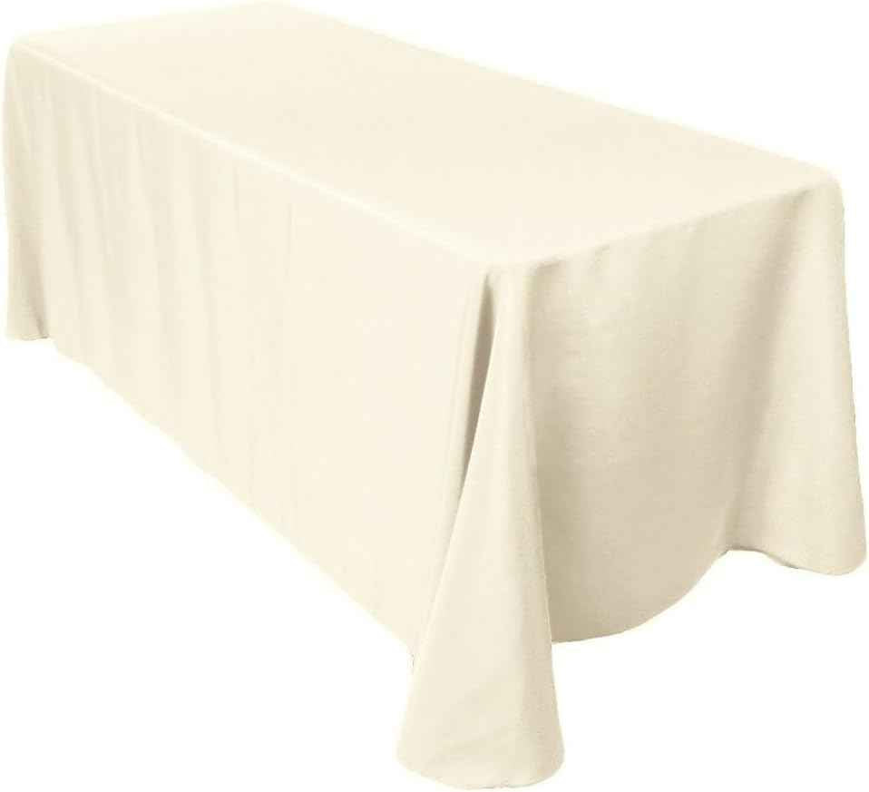 2 Pack 90 x 156 Inch Rectangle Ivory Polyester Tablecloth, Table Cover, Stain and Wrinkle Resistant, Washable for Dining Table, Wedding Reception, Banquet, Party