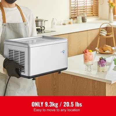 Happybuy Fried Ice Cream Roll Machine, 12.6" x 8.5" Pan, Stainless Steel Maker with Compressor and 2 Scrapers for Delicious Ice Cream, Yogurt, and Rolls