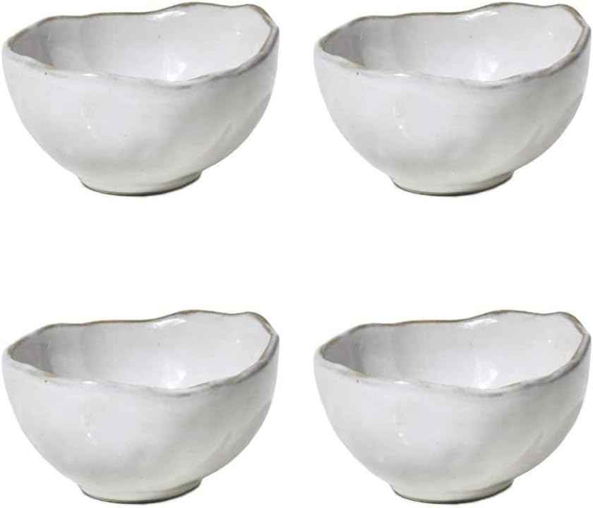 Serene Spaces Living Set of 4 Extra Small Free-Form Edge Glazed Ceramic Bowl, Centerpiece for Vintage Weddings, Events, Home Décor, Measures 4" Diameter, 2.25" Tall
