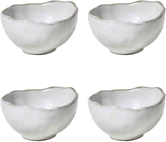 Serene Spaces Living Set of 4 Extra Small Free-Form Edge Glazed Ceramic Bowl, Centerpiece for Vintage Weddings, Events, Home Décor, Measures 4" Diameter, 2.25" Tall