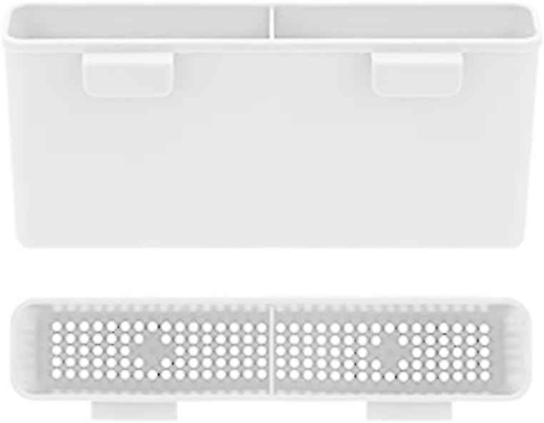 SANNO Utensil Drying Rack, Plastice Utensil Silverware Storage Holder fit for Dish Rack Over Sink, Chopsticks/Spoon/Fork/Knife Drainer Basket Flatware Storage Drainer,White, 7.75"×1.5"