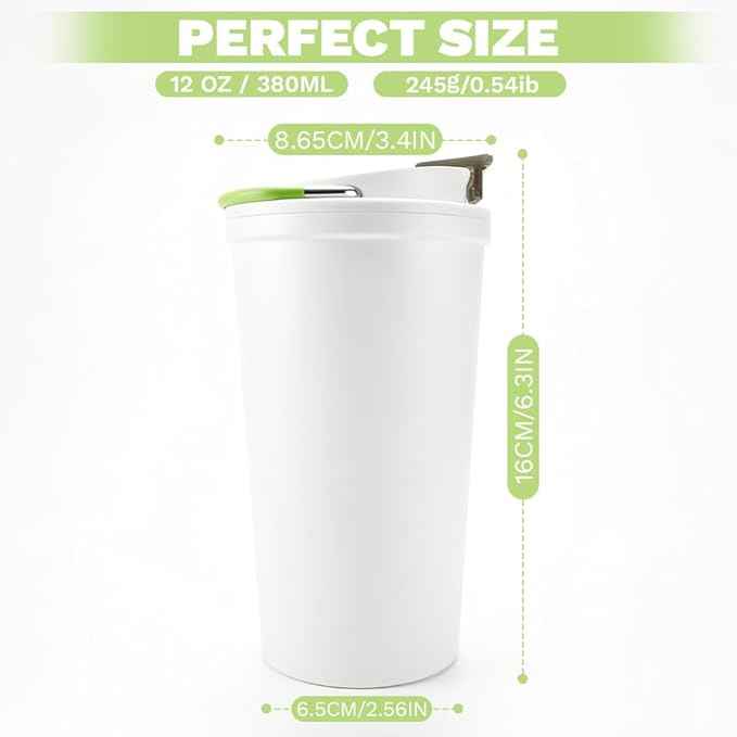 SPLMIFA Travel coffee mugs leak-proof, reusable coffee cup with lid, stainless steel vacuum insulated coffee tumblers, thermal insulation cups for men & women keep drinks hot & cold (6th-White, 12OZ)