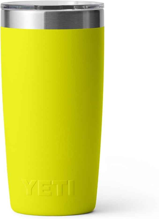YETI Rambler 10 oz Tumbler, Stainless Steel, Vacuum Insulated with MagSlider Lid, Firefly Yellow | Vacuum Insulated, MagSlider Lid