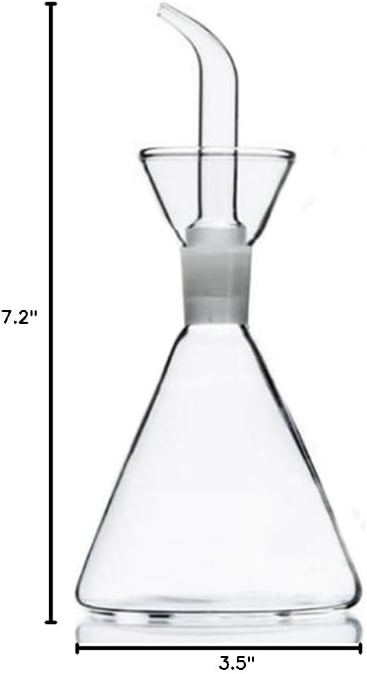 ELETON Conical 8 oz Glass Oil Dispenser – No Drip Olive Oil Cruet with Leak-Proof Spout, Easy-Fill Wide Mouth, Borosilicate Bottle for Kitchen & BBQ