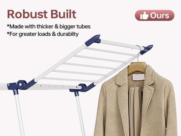 APEXCHASER Clothes Drying Rack Foldable, Large Drying Rack for Clothing Retractable, Winged Laundry Rack Folding Indoor Outdoor, Metal Clothes Airer for Bedding Towel Sweater Heavy Duty, White