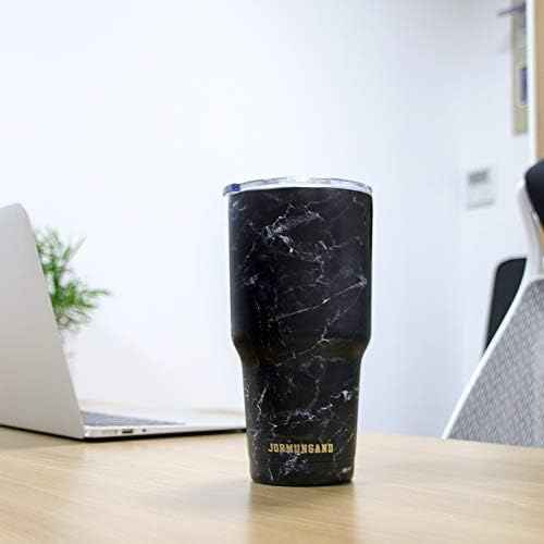 Jormungand 30 oz Tumbler Stainless Steel Vacuum Insulated Travel Mug with Leak Proof Lid Double Wall Coffee Cup Water Bottle for Cold Beverages 30oz Tumbler Marble Black