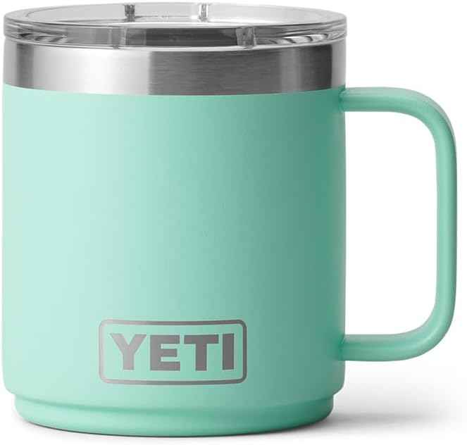 YETI Rambler 10 oz Ceramic Lined Stackable Mug, Vacuum Insulated, Stainless Steel with MagSlider Lid, Seafoam