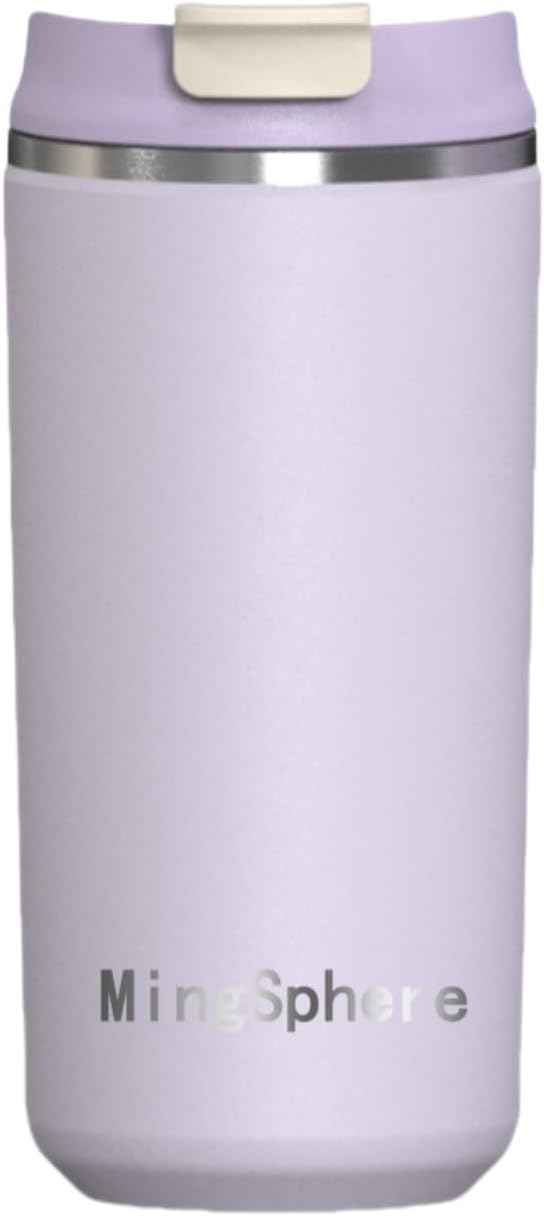 Travel Coffee Mug with Lid, 12 oz Insulated Tumbler, Leak Proof Stainless Steel Cup, for Hot Coffee, Iced Tea & Water, BPA Free, Car Cups Holder Friendly, Lavender Purple