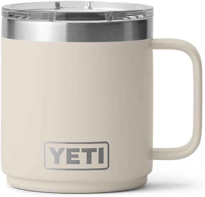 YETI Rambler 10 oz Ceramic Lined Stackable Mug, Vacuum Insulated, Stainless Steel with MagSlider Lid, Cape Taupe