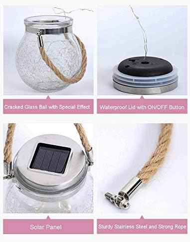 2 Pack Hanging Solar Powered LED Lights,Cracked Glass Ball Light, Waterproof Outdoor Christmas Decorative Lantern for Garden, Yard, Patio, Lawn (Colorful)