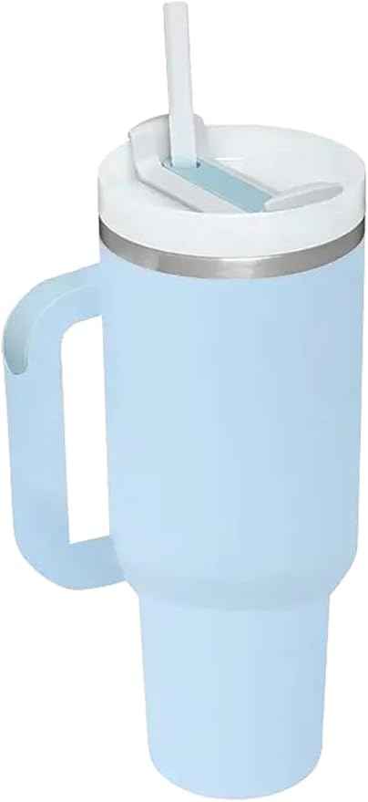 Tumbler with Handle & Straw 40 oz | Twist On 3-Way Lid | Cupholder Compatible for Travel | Insulated Stainless Steel Cup | BPA-Free | Tumbler with Lid and Straw for Water, Iced Tea or Coffee | blue