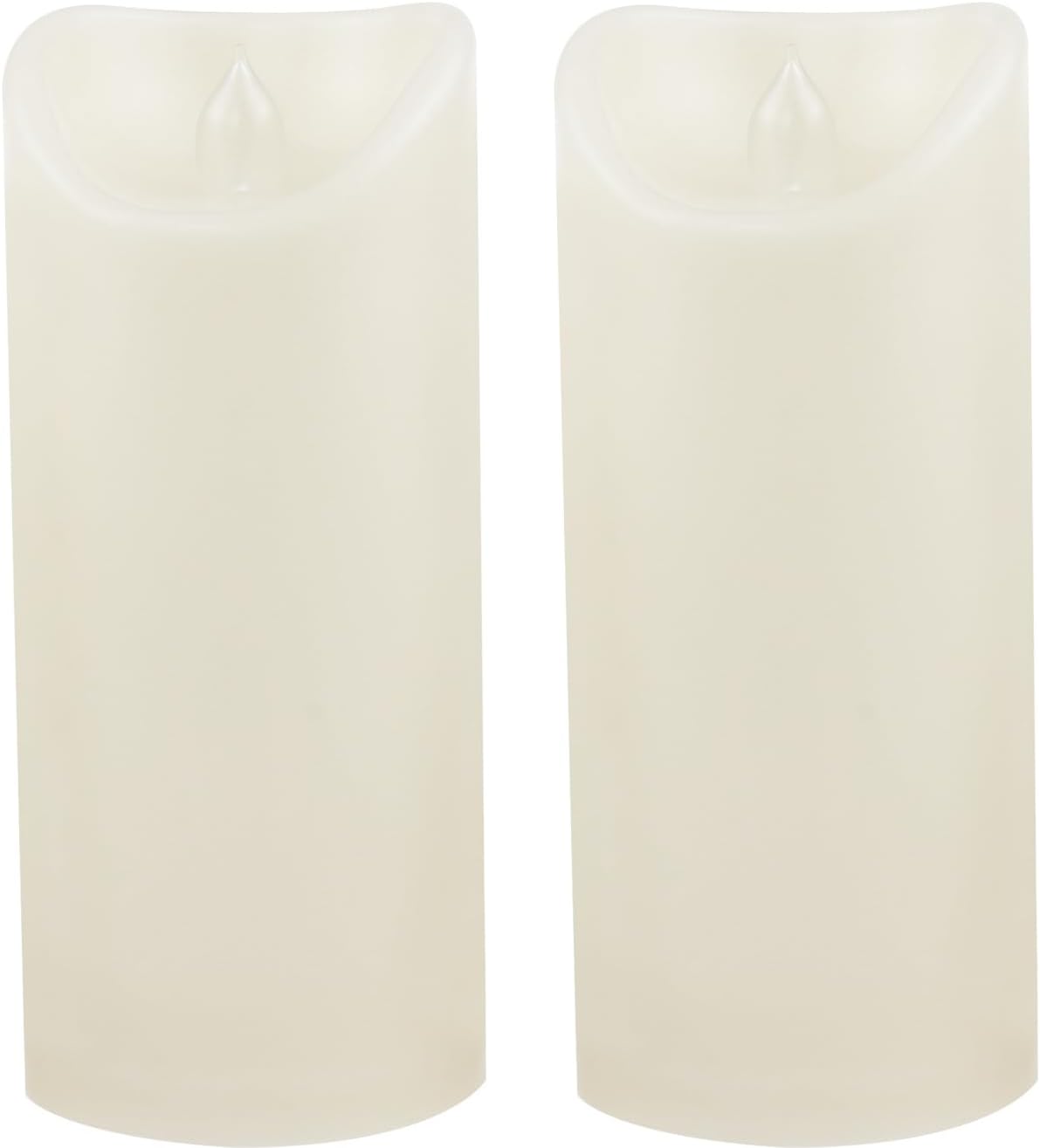 Waterproof Outdoor Battery Operated Flameless Candles with Auto Timer Flickering Plastic Resin Electric LED Pillar Lights for Lantern Patio Garden Wedding Party Decorations 3x7 Inches Ivory 2 Pack