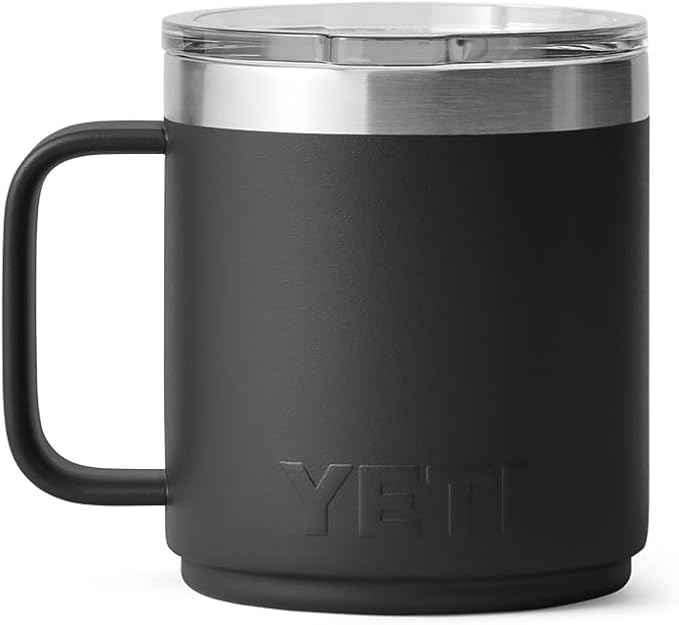 YETI Rambler 10 oz Ceramic Lined Stackable Mug, Vacuum Insulated, Stainless Steel with MagSlider Lid, Black