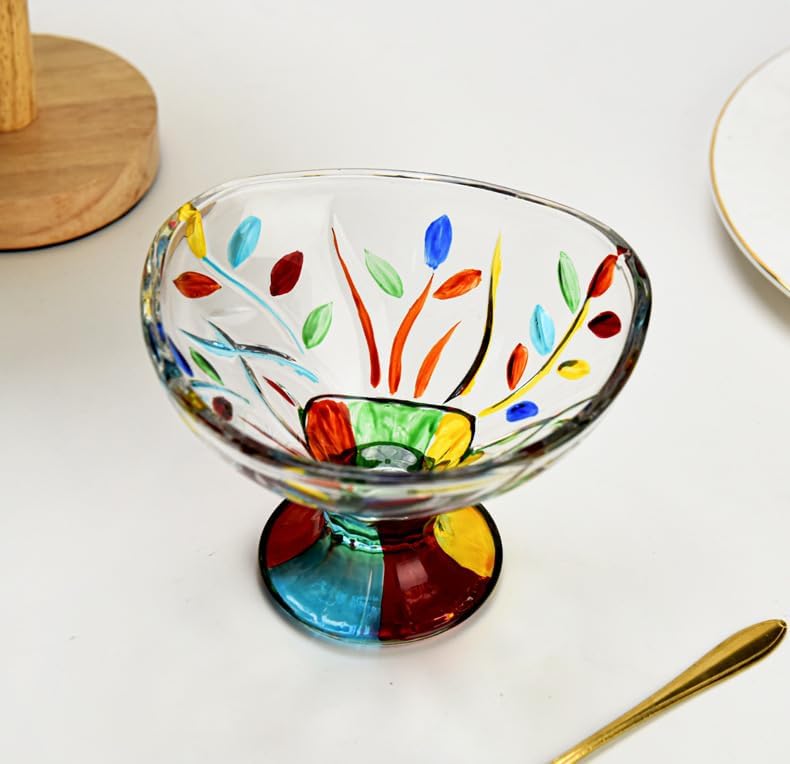 Decorative Candy Dish Crystal Bowl, Colorful Glass Christmas Candy Dish for Centerpieces Decor, Decorative Bowl for Candies, Painted Cu´