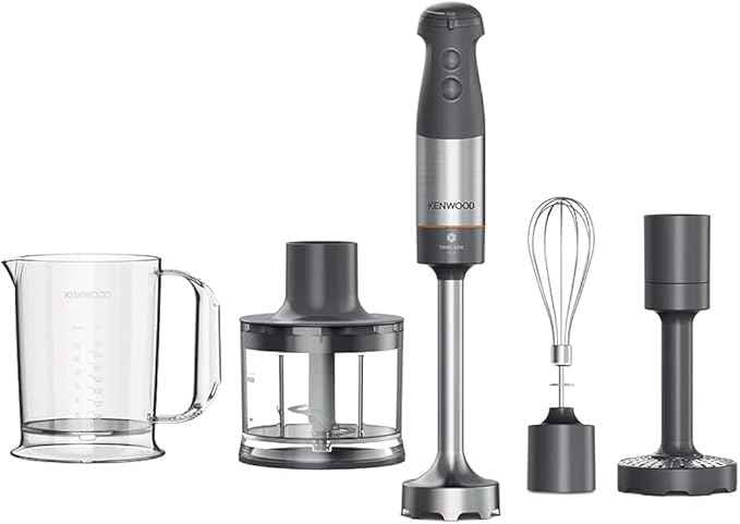 Kenwood Triblade XL HBM60.307GY Hand Mixer with Splash Guard, Chopper 500 ml, Metal Whisk and Puree Made of BPA-Free Plastic, Dishwasher Safe, 1000 W, Grey