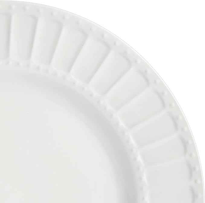Gibson Home Zen Buffet Porcelain Ceramic Dinnerware Sets for 8, Plates and Bowls Set (40pcs), White Embossed Dishes