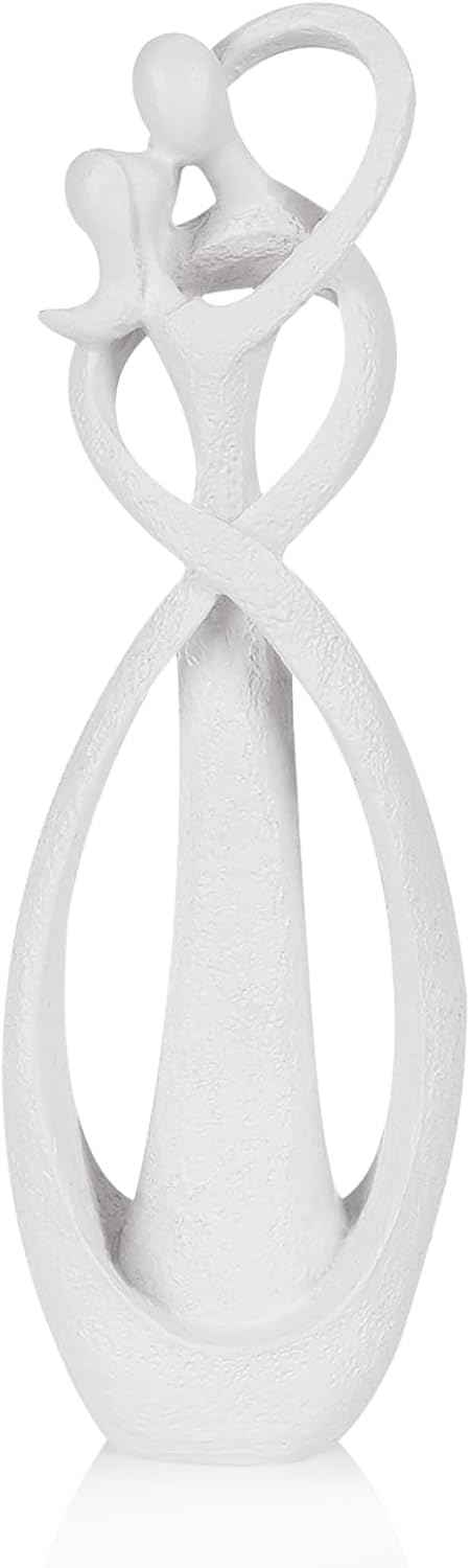 Trycooling Kissing Lovers Statue Abstract Sculpture Resin Statues for Home Decor Modern Home Office Desktop Shelf Bookshelf Decor (White, Small)