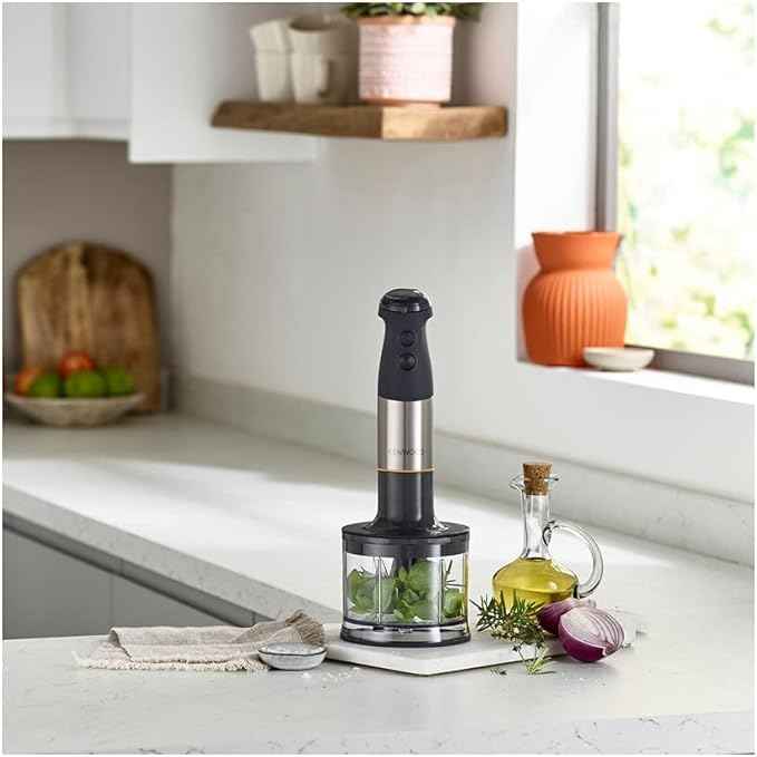 Kenwood Triblade XL HBM60.307GY Hand Mixer with Splash Guard, Chopper 500 ml, Metal Whisk and Puree Made of BPA-Free Plastic, Dishwasher Safe, 1000 W, Grey