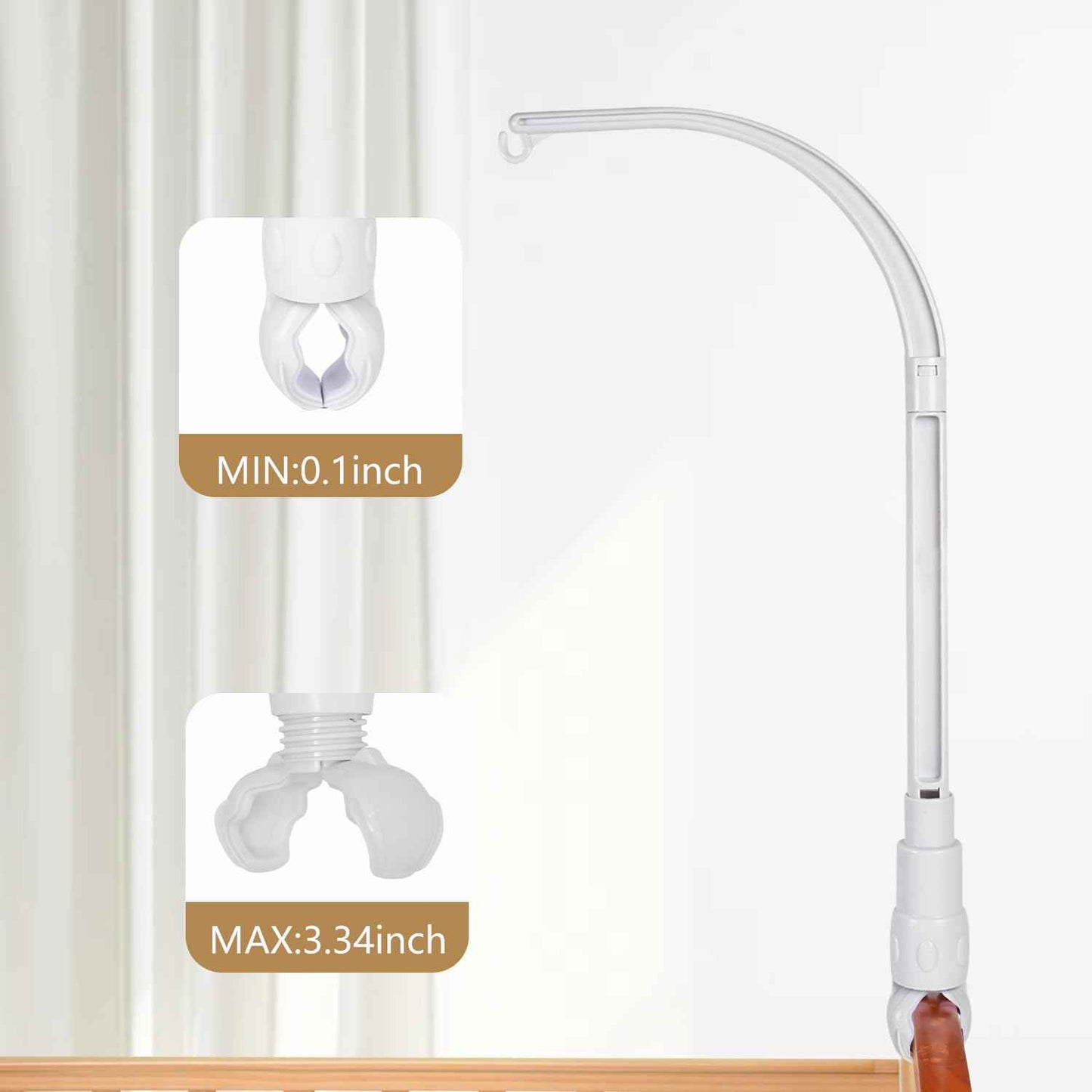 DIY 22 inches Crib Mobile arm Nursery Mobile arm Baby Mobile Hanger,Adjusting the Claw Width of Mobile Hanger,Mobile arm for Crib