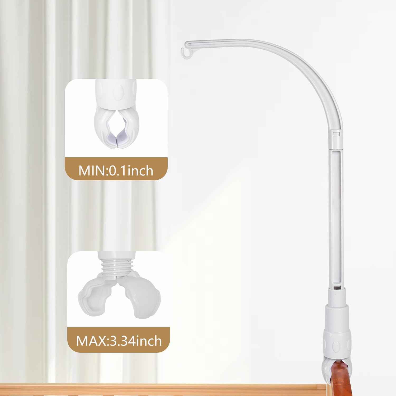 DIY 22 inches Crib Mobile arm Nursery Mobile arm Baby Mobile Hanger,Adjusting the Claw Width of Mobile Hanger,Mobile arm for Crib