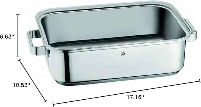 WMF Vitalis Compact with Silicone Edge/Thermometer/Aroma Steaming Rack Cromargan Steamer, Silver, 35 x 21.5 x 10 cm, 3.5 Litre