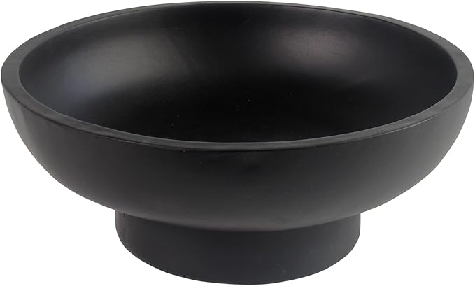 Catch All Decorative Fruit Bowl with Pedestal —Key, Purse & Trinket Holder | Entryway Table, Kitchen Counter, Coffee Console Decor | Modern Minimalist,Black