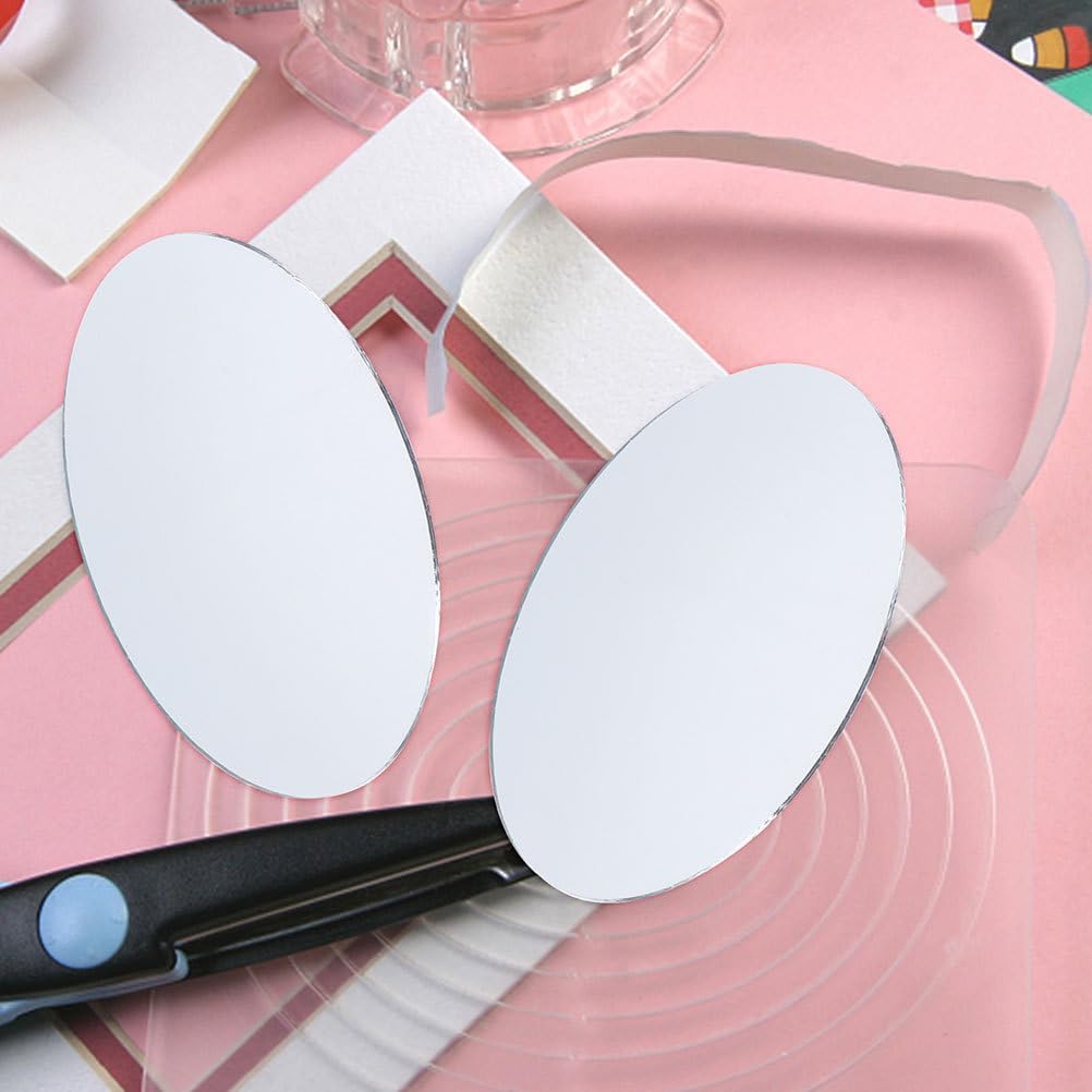 NOLITOY 10Pcs Mini Oval Lens Mirror, Decorative Crafts Glass Mosaic Tile Pieces for DIY Craft Projects Home Decor