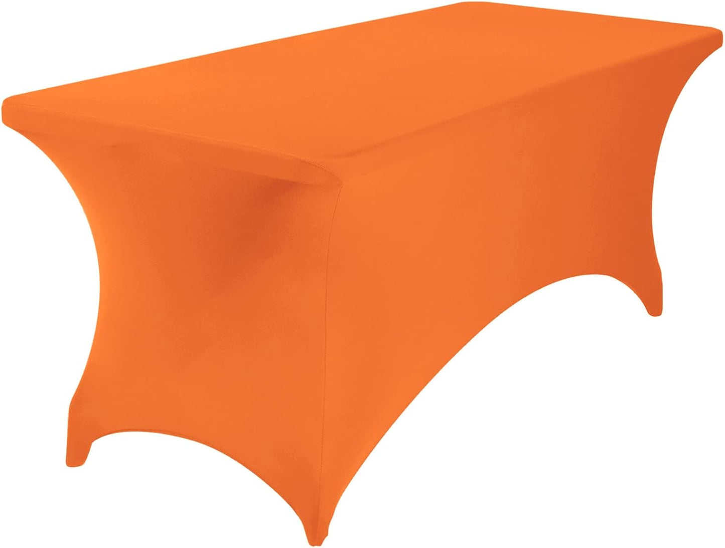 2Pack Spandex Waterproof Table Covers 6ft，Spandex 6ft Waterproof Table Cover for Party,Wedding, Banquet, and Events(Orange)