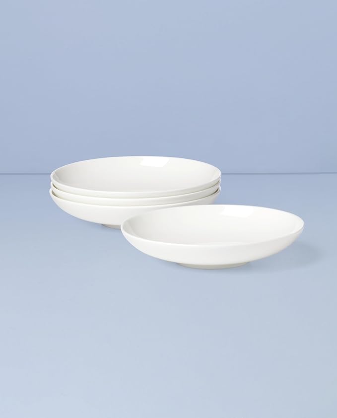 Lenox Dinnerware Set, Studio 1414 Coupe Pasta Bowls, Set of 4, Service For 4, Dishwasher and Microwave Safe, Made of Bone China, Salad Bowl, Pasta Bowl, Home, Kitchen and Dining (White, 4 Pieces)