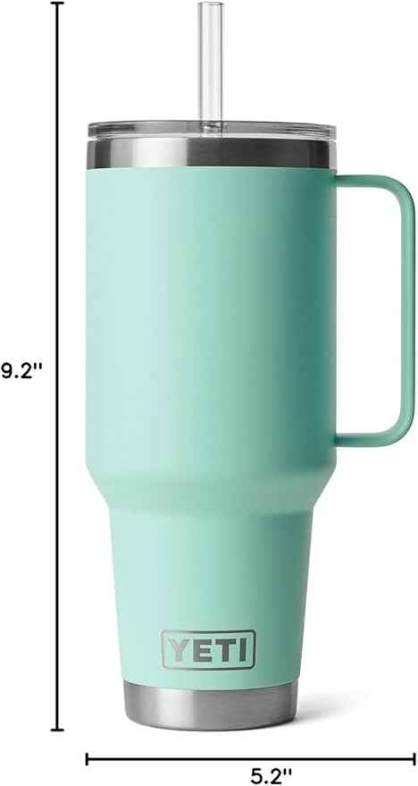 YETI Rambler 42 oz Tumbler with Handle and Straw Lid, Travel Mug Water Tumbler, Vacuum Insulated Cup with Handle, Stainless Steel, Seafoam