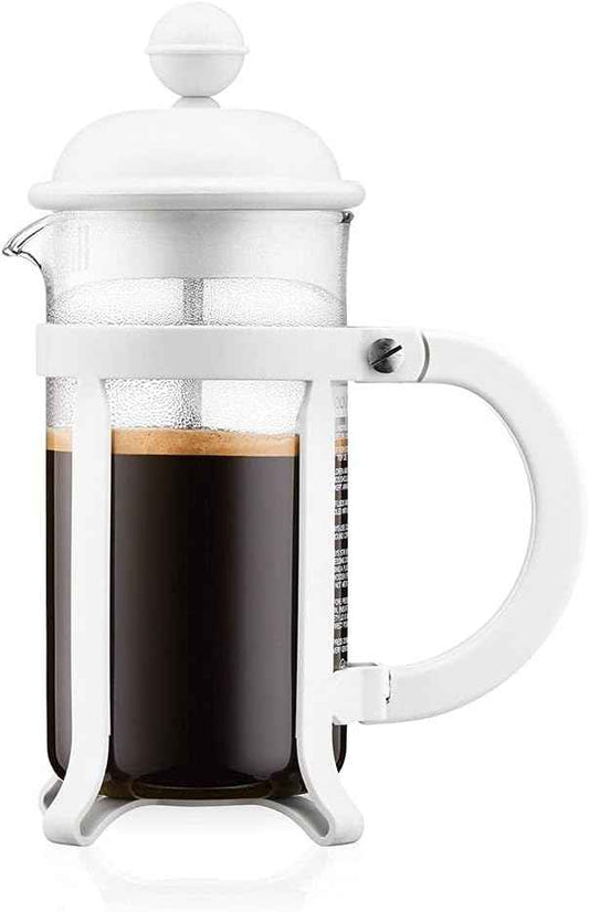 Bodum 12oz Java French Press Coffee Maker, High-Heat Borosilicate Glass, White- Made in Portugal