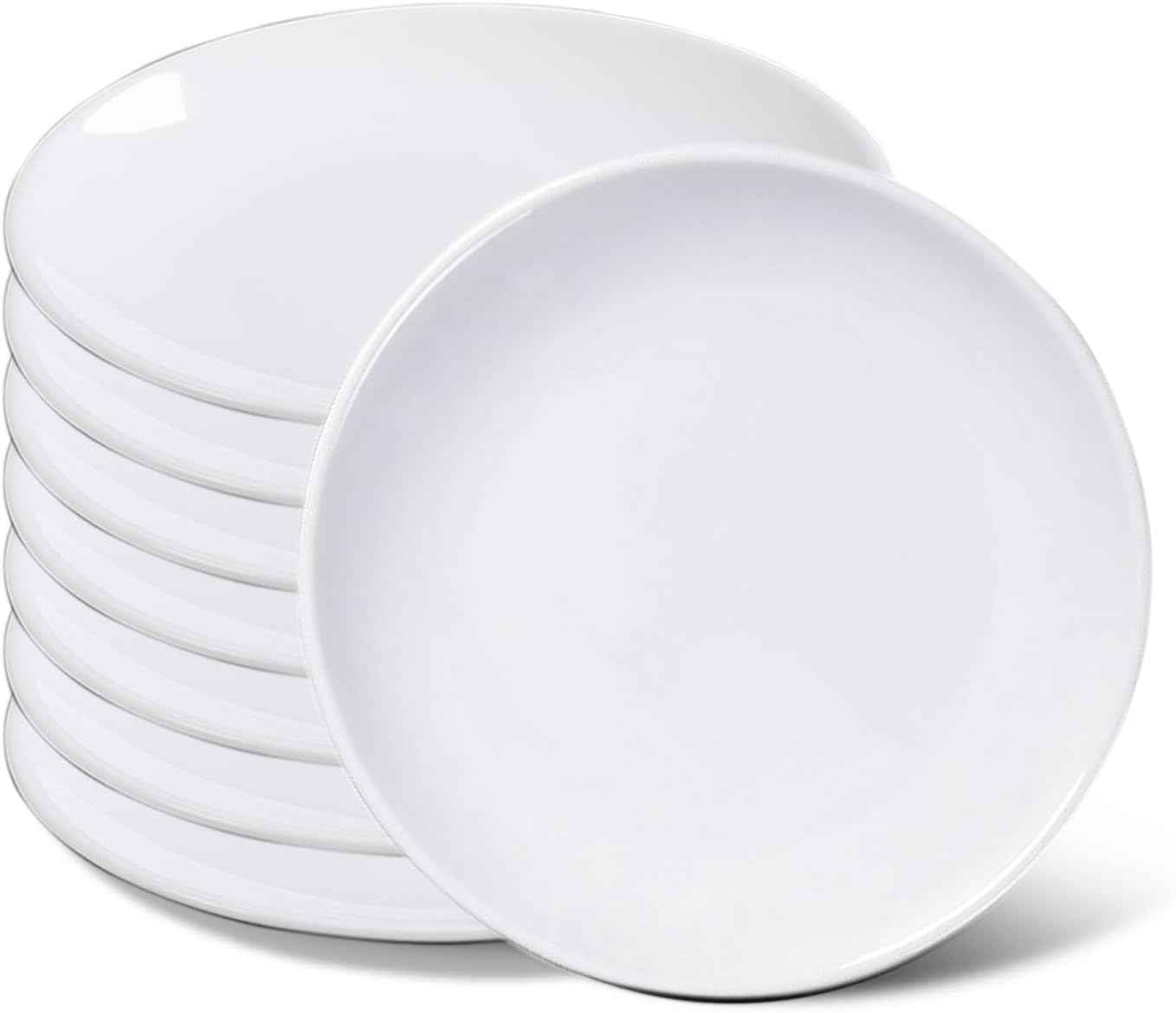 CAMBUY Melamine Plates 8 Pack 8 Inches Plastic Dinner Plates Set Services Lightweight Unbreakable Dinner Dishes for Kitchen Outdoor Camping