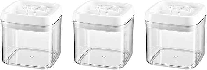 Felli Flip Tite Food Storage Container 4" Medium Size Airtight Lid Lock Top, Stackable Kitchen Canister for Space Saving, Pantry Fridge Cupboard Organizer, Spice Seasoning Pet Treats Snack (0.5 qt)