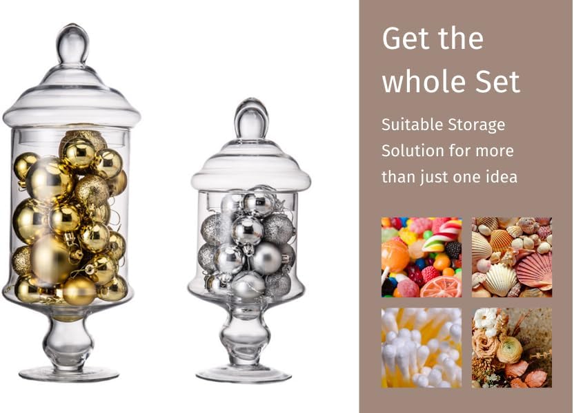 Diamond Star Clear Glass Apothecary Jar Decorative Candy Buffet Jars Elegant Glass Storage Containers (Height: 15" Body: 6.5")