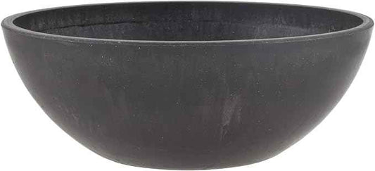PSW Pot Collection M20DCB 8-inch Plastic/Stone/Wood Composite Low Bowl Planter – No Drainage Hole (Drillable), Shallow Indoor/Outer Pot for Succulents, Bonsai, Fairy Gardens, Herbs, Dark Charcoal