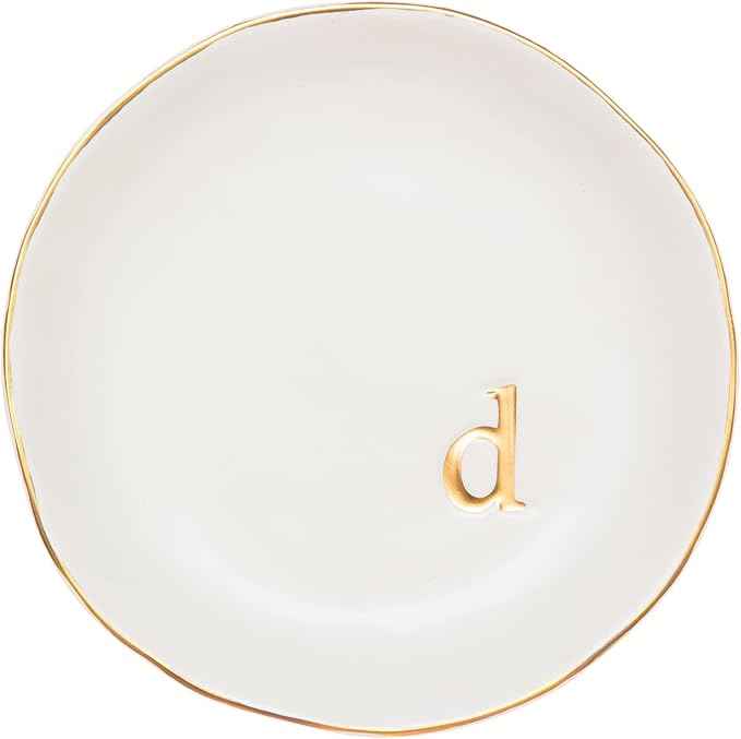 COLLECTIVE HOME - Ceramic Jewelry Tray, Decorative Trinket Dish for Rings Earrings Necklaces Bracelet Watch Keys, Birthday Mother's Day Christmas Gift for Women, 4.75", White Surface (D)