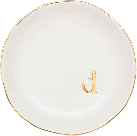 COLLECTIVE HOME - Ceramic Jewelry Tray, Decorative Trinket Dish for Rings Earrings Necklaces Bracelet Watch Keys, Birthday Mother's Day Christmas Gift for Women, 4.75", White Surface (D)