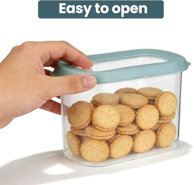 OMIO 5-Piece Airtight Food Storage Containers Set | BPA-Free Plastic Canisters with Easy Snap Lids for Dry Food, Pantry, Kitchen | Organize Cereal, Grains, Snacks, Flour, Sugar