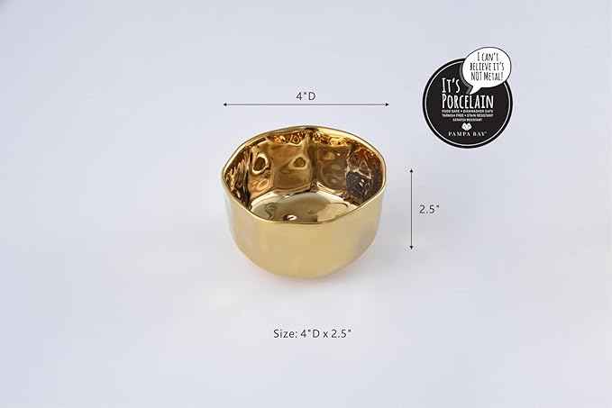 Pampa Bay Moonlight Tarnish Free Porcelain Snack Bowl with Gold Titanium