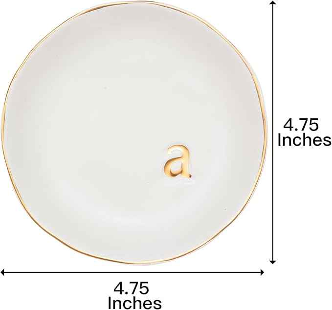 COLLECTIVE HOME - Ceramic Jewelry Tray, Decorative Trinket Dish for Rings Earrings Necklaces Bracelet Watch Keys, Birthday Mother's Day Christmas Gift for Women, 4.75", White Surface (A)