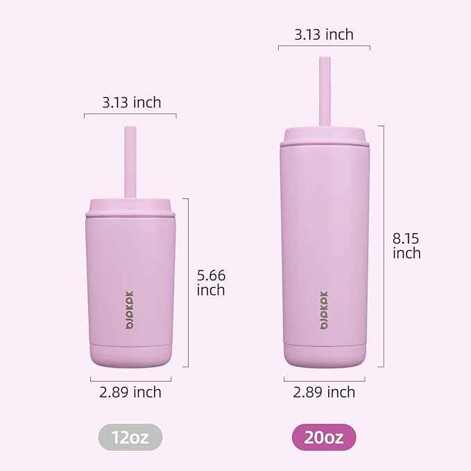 BJPKPK Insulated Tumbler with Lid and Straw,20 oz Stainless Steel Travel Coffee Mug,Spill Proof Thermal Cup,Keep Drinks Cold and Hot,Light Pink