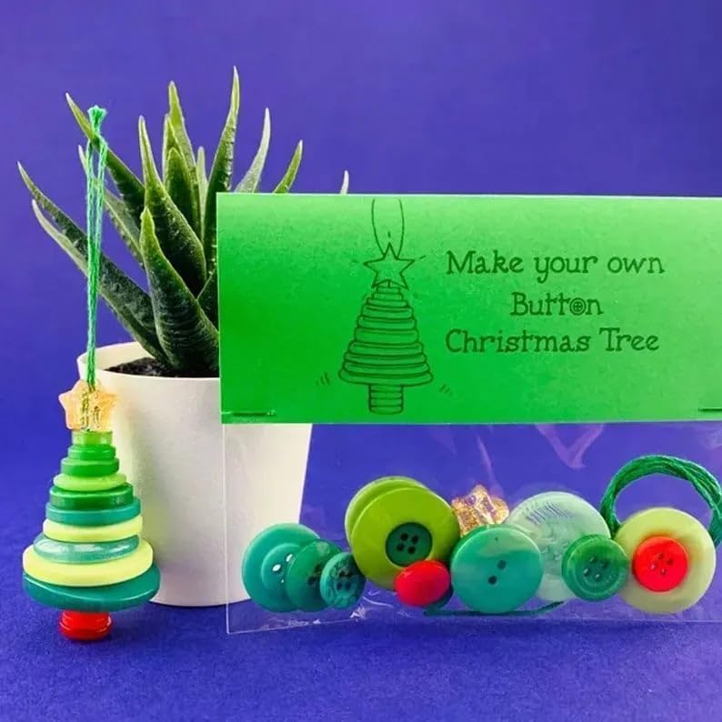 DIY Christmas Button Ornament Making Set–Fun Holiday Handmade Decorations for All Ages,DIY Craft Buttons Kit with Christmas Snowman/Santa/Angel,Xmas Tree Hanging Decorations (Mix-3pcs)