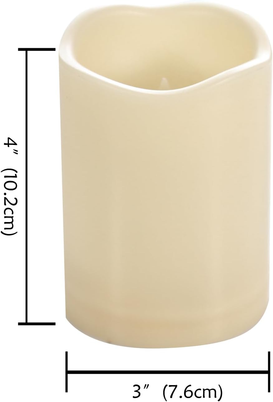 CANDLE CHOICE Waterproof Outdoor Battery Operated Flameless Candles with Timer Flickering Plastic Resin Electric LED Pillar Lights for Lantern Patio Garden Wedding Party Decorations 3x4 Inches 2 Pack