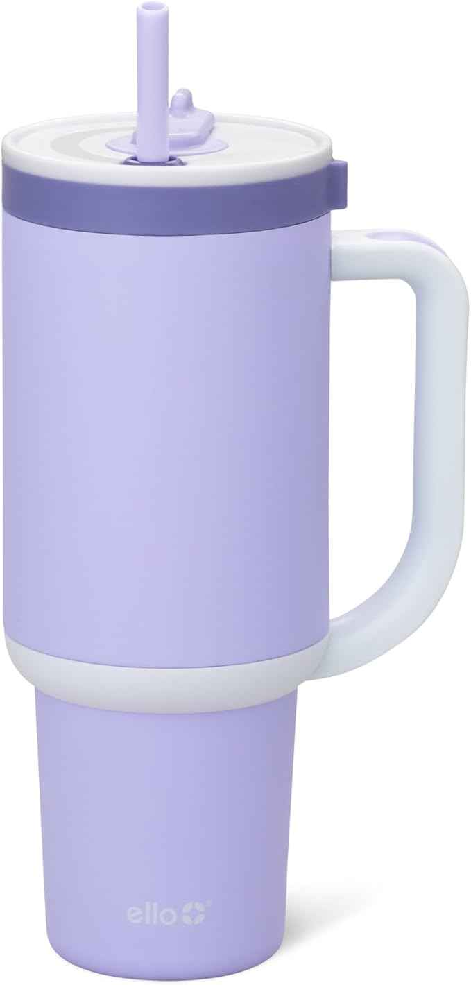 Ello Oasis 40 oz Tumbler with Handle & Retracting Straw | Reusable Insulated Stainless Steel Cup 100% Leakproof, Gifts for Teens Women Men | Keeps cold for 20 Hours, Cup Holder Friendly, Twilight