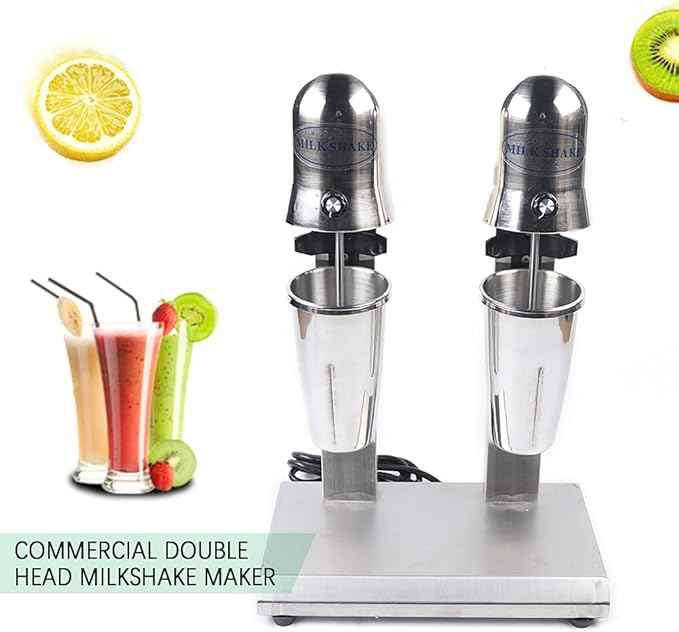 Electric Milkshake Maker, Ice Cream Mixer Machines, 110V Commercial Drink Smoothie Blender for Coffee Shops, Tea Stores to Making Fruit Tea, Coffee, Stirred Drinks (2 Head 650ml)