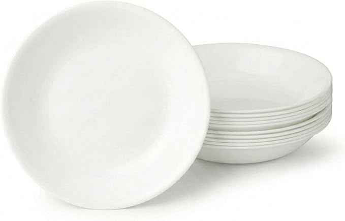 Corelle Vitrelle 6-Piece Bowl Set Triple Layer Glass and Chip Resistant, 20-Oz Lightweight Round Bowls, Winter Frost White