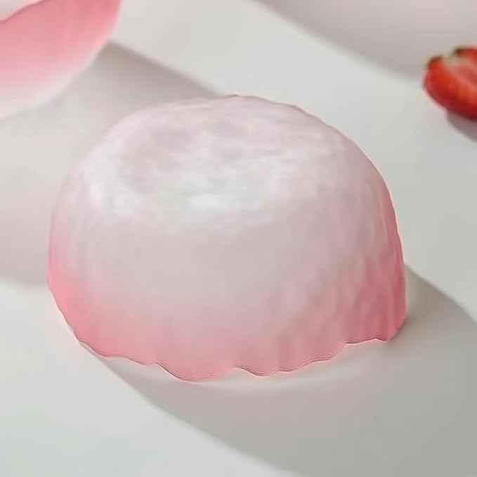 Glass Salad Bowl Irregular Lotus Flower Shape Serving Bowls, Mixing Nut Bowls for Kitchen Fruist, Snack, Dessert, and Ice Cream Candy Dishes (Crystal Gradient Pink, 7.6")