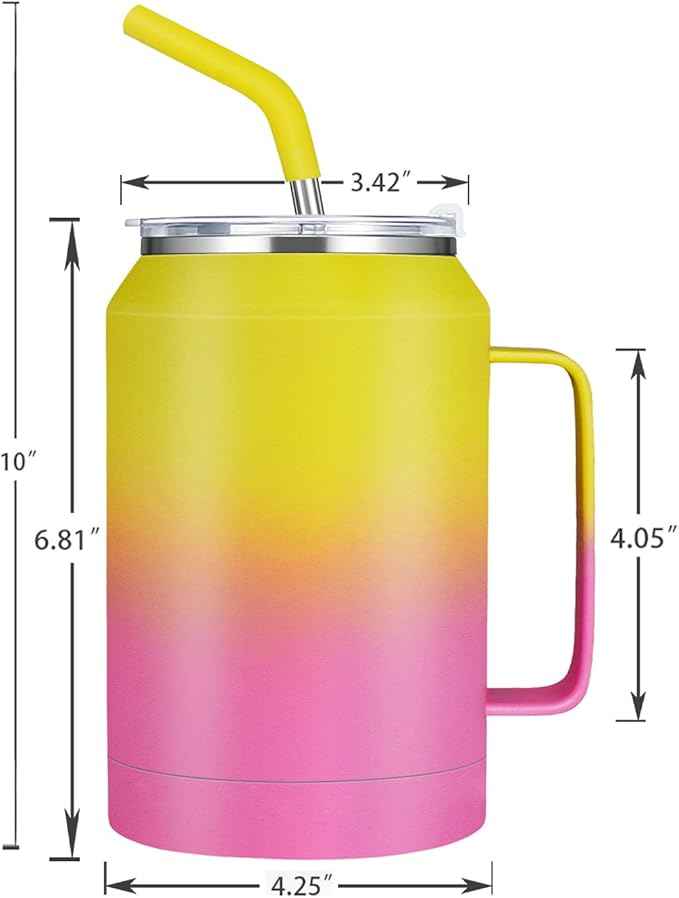 Zenbo 32 oz Mug Tumbler – Stainless Steel Vacuum Insulated Mug with Handle,Lid and Straw,Keeps Drinks Cold up to 36 Hours – Sweat-Proof Body, Dishwasher Safe
