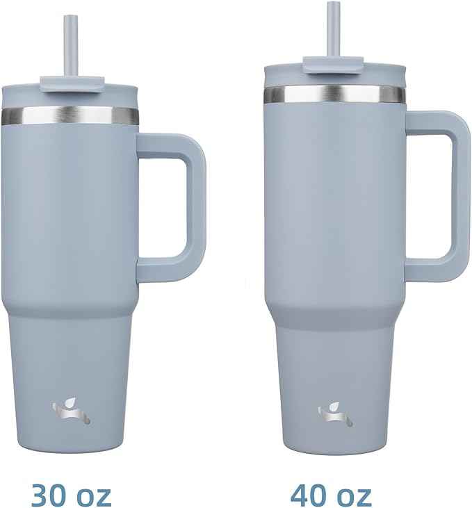 Konokyo 40 oz Tumbler with Handle and 2 Straws,2 in 1 Lid Insulated Water Bottle Stainless Steel Travel Coffee Mug,Lavender